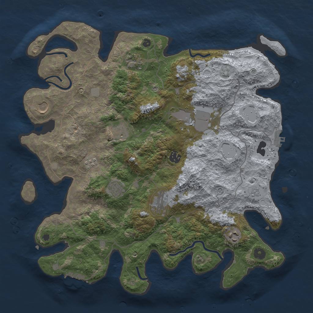 Rust Map: Procedural Map, Size: 4000, Seed: 755071125, 18 Monuments