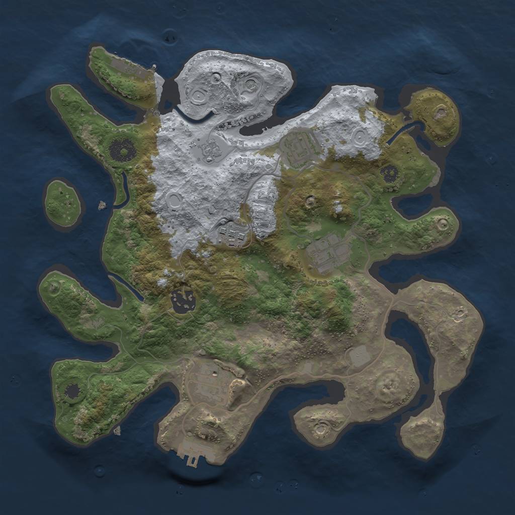 Rust Map: Procedural Map, Size: 3000, Seed: 24242, 14 Monuments