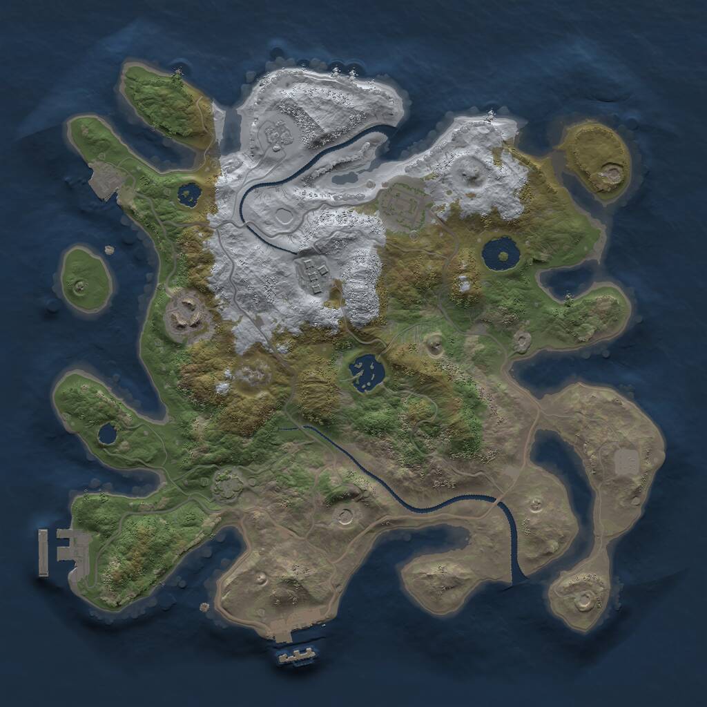 Rust Map: Procedural Map, Size: 3000, Seed: 24242, 10 Monuments