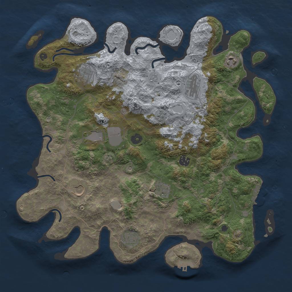 Rust Map: Procedural Map, Size: 4000, Seed: 23111996, 18 Monuments