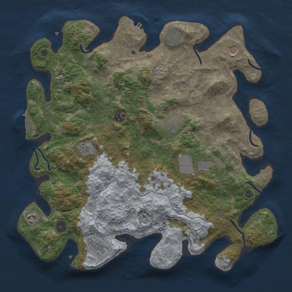 Rust Map: Procedural Map, Size: 4000, Seed: 864112, 18 Monuments