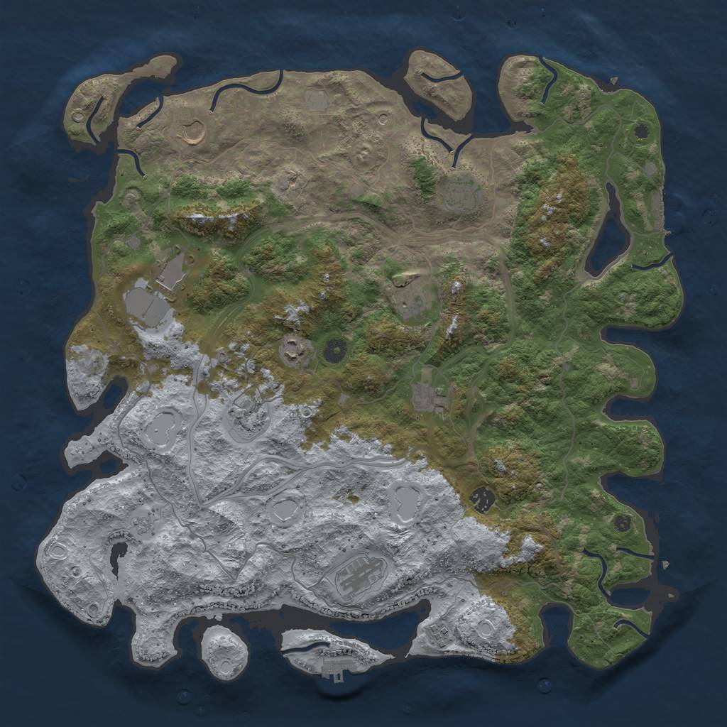 Rust Map: Procedural Map, Size: 4500, Seed: 374697775, 19 Monuments