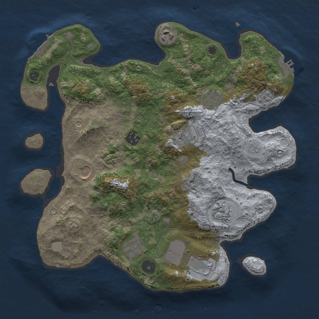 Rust Map: Procedural Map, Size: 3500, Seed: 107829, 18 Monuments