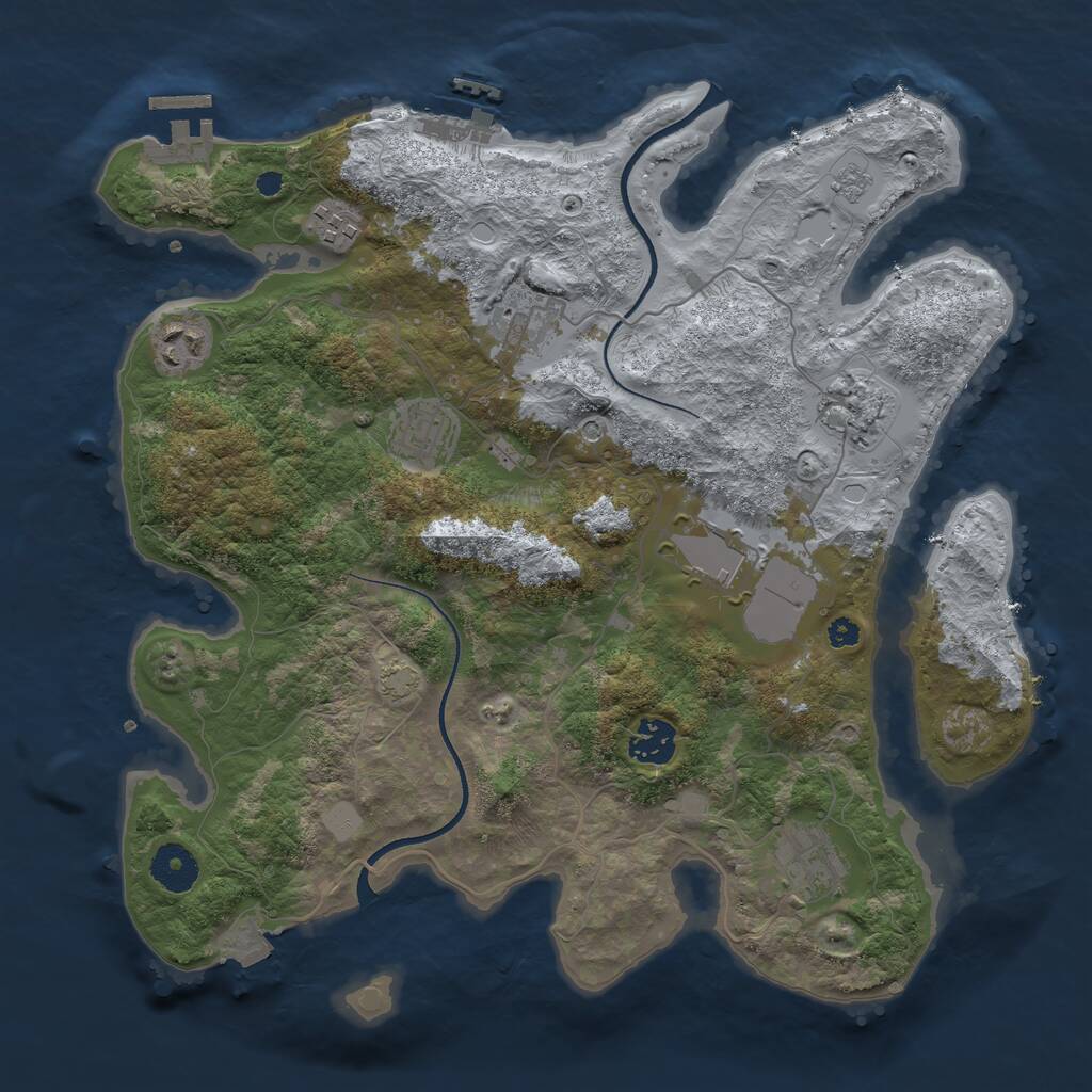 Rust Map: Procedural Map, Size: 3500, Seed: 656985, 14 Monuments
