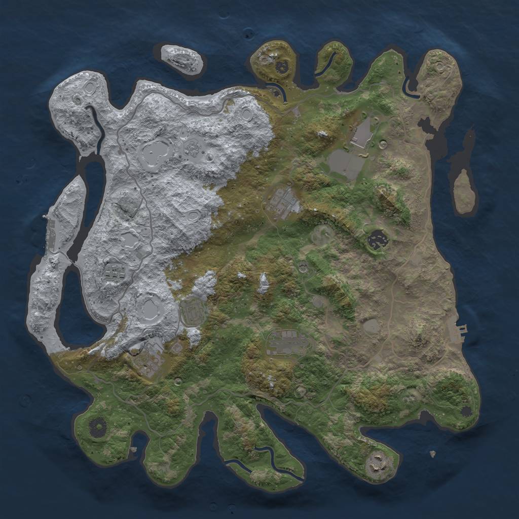 Rust Map: Procedural Map, Size: 4000, Seed: 1734749232, 17 Monuments