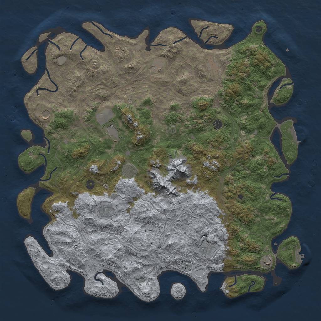 Rust Map: Procedural Map, Size: 5000, Seed: 679614222, 20 Monuments