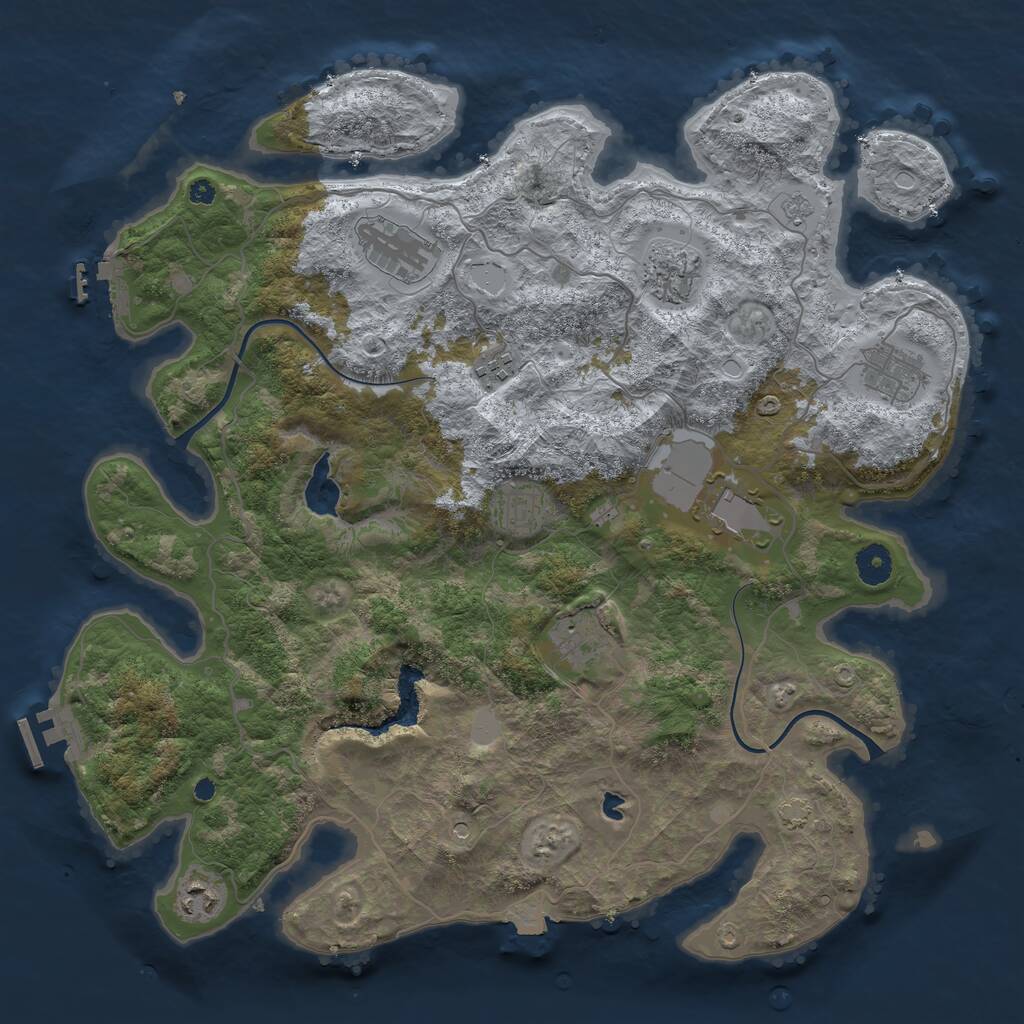 Rust Map: Procedural Map, Size: 4000, Seed: 935472921, 14 Monuments