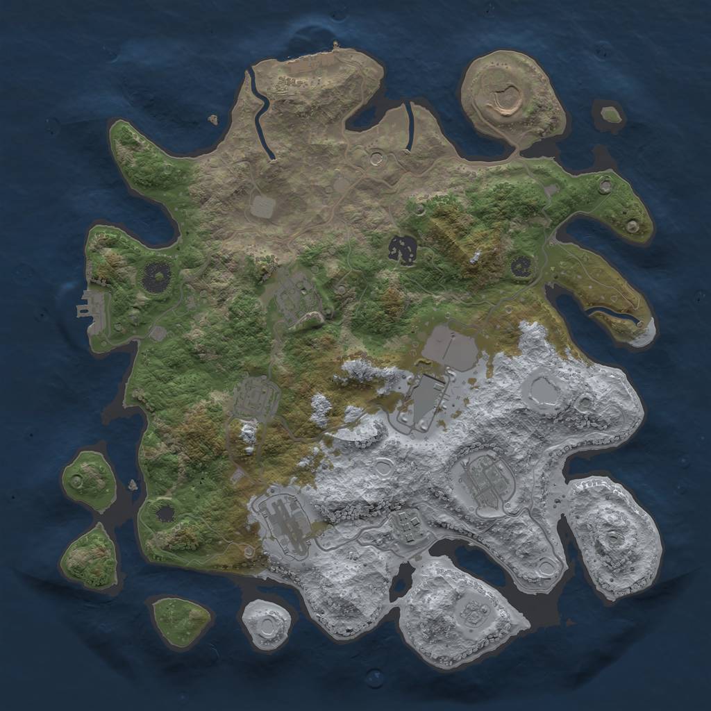 Rust Map: Procedural Map, Size: 3500, Seed: 682453327, 17 Monuments