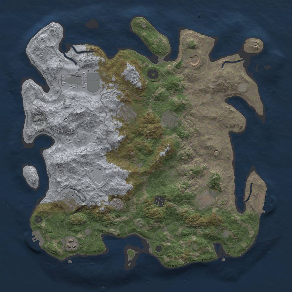 Rust Map: Procedural Map, Size: 4000, Seed: 3750, 18 Monuments
