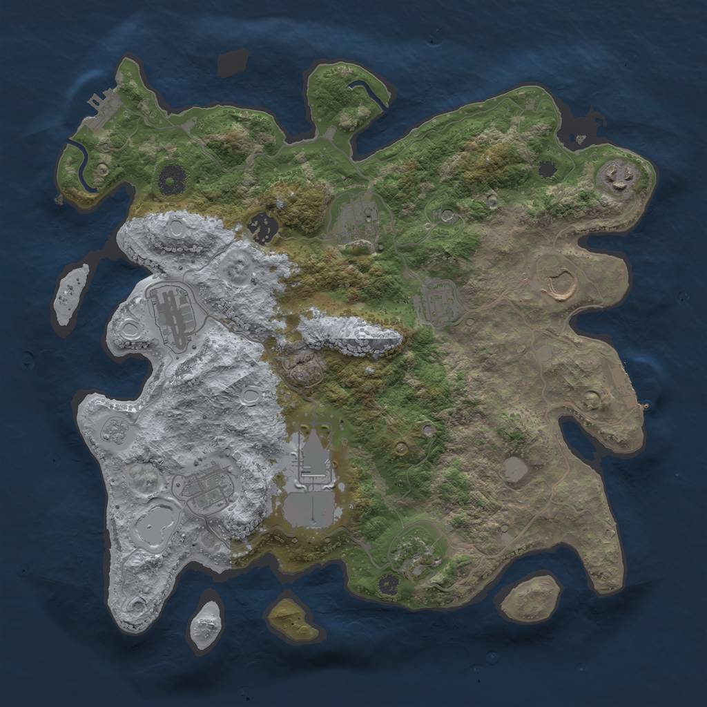 Rust Map: Procedural Map, Size: 3550, Seed: 96576991, 18 Monuments