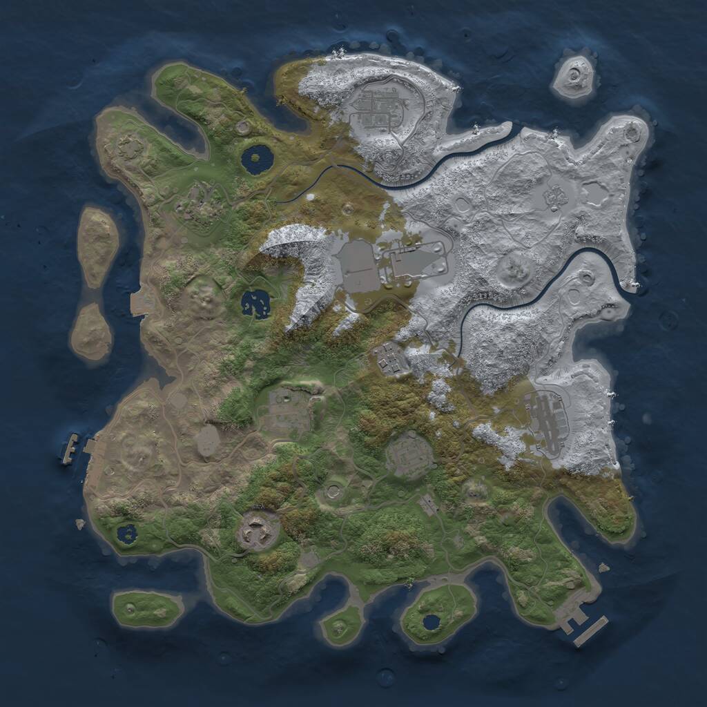 Rust Map: Procedural Map, Size: 3500, Seed: 5112816, 15 Monuments