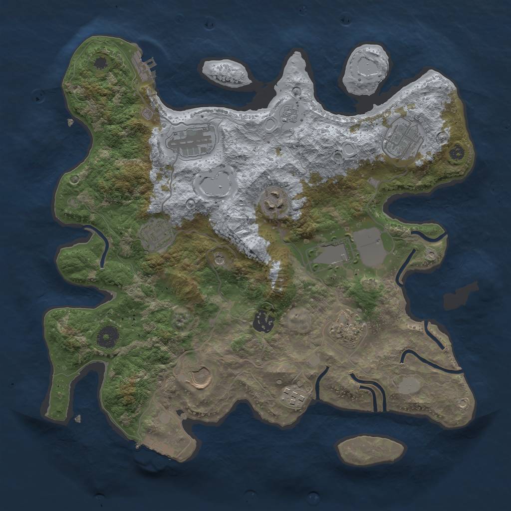 Rust Map: Procedural Map, Size: 3500, Seed: 105407595, 18 Monuments
