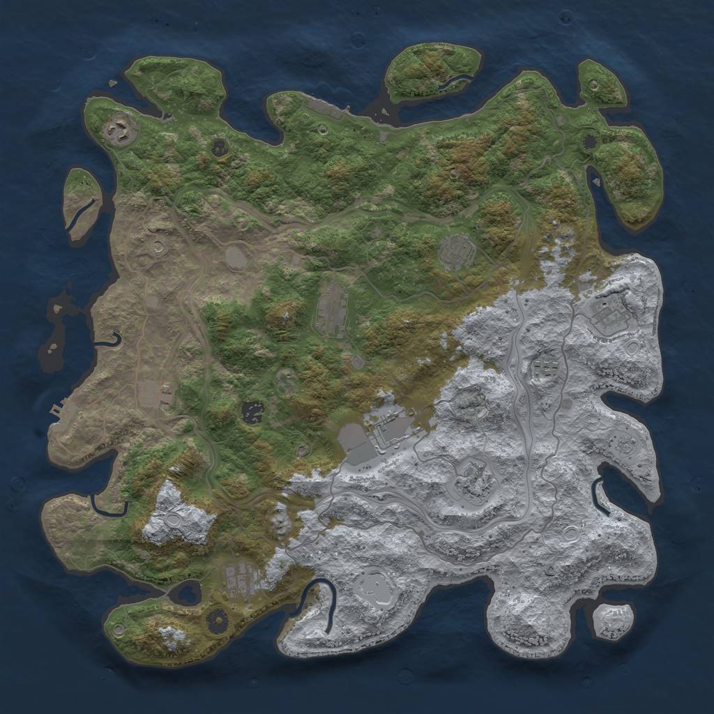 Rust Map: Procedural Map, Size: 4500, Seed: 183580004, 19 Monuments