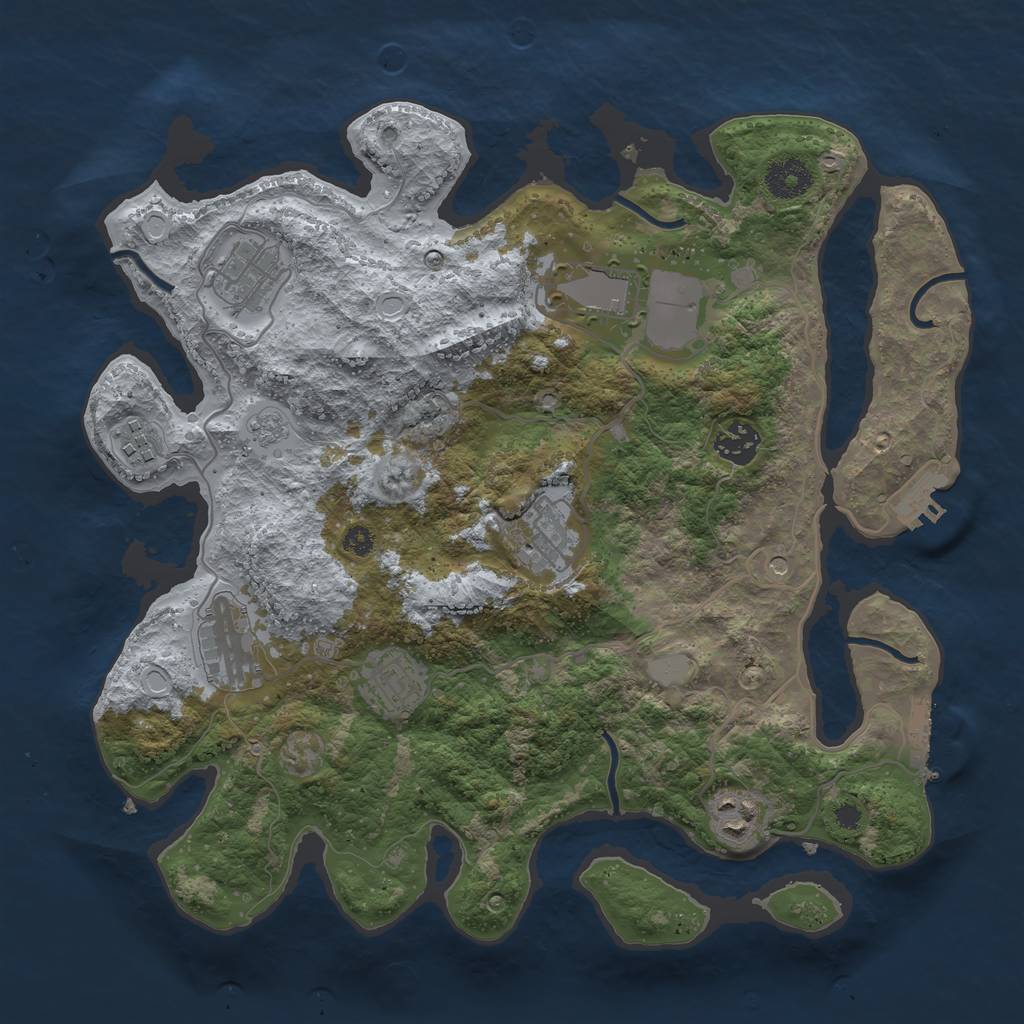 Rust Map: Procedural Map, Size: 3500, Seed: 2376134, 17 Monuments