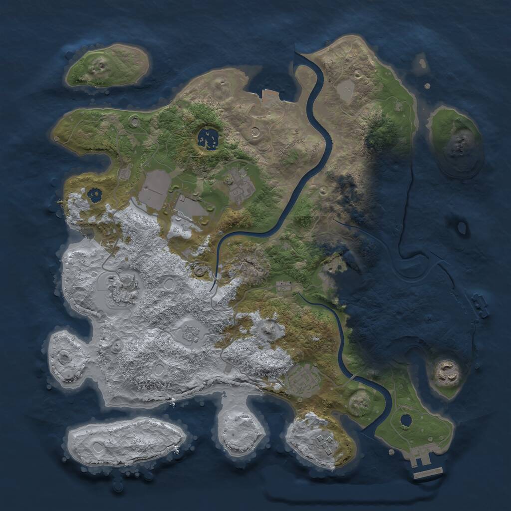 Rust Map: Procedural Map, Size: 3500, Seed: 1240025893, 14 Monuments
