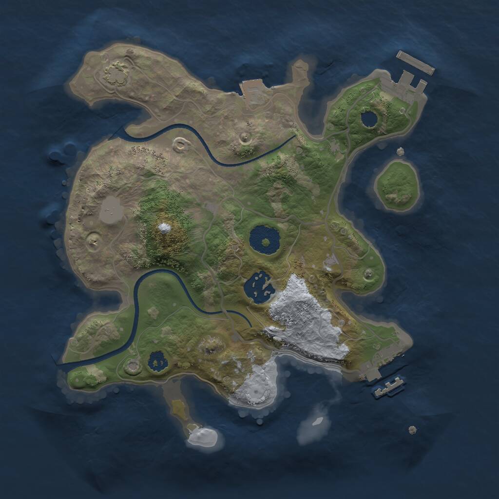 Rust Map: Procedural Map, Size: 2500, Seed: 4909361, 5 Monuments