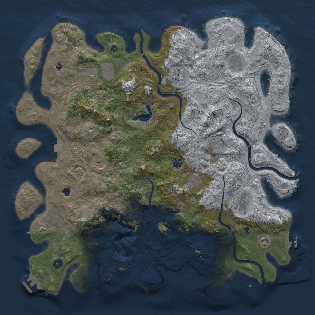 Rust Map: Procedural Map, Size: 4800, Seed: 1691572131, 17 Monuments