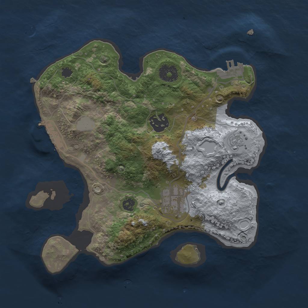 Rust Map: Procedural Map, Size: 2500, Seed: 50032323, 10 Monuments