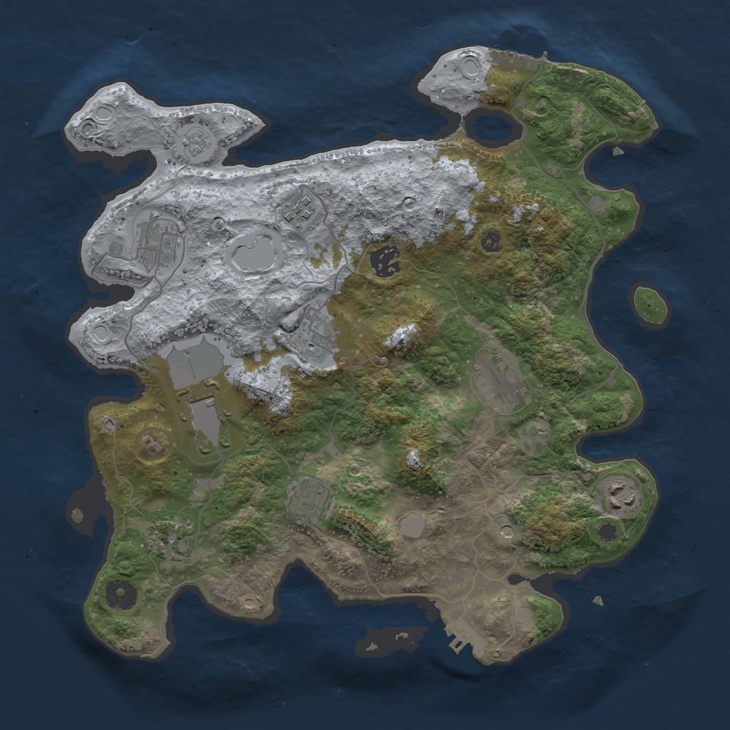 Rust Map: Procedural Map, Size: 3500, Seed: 89647441, 18 Monuments