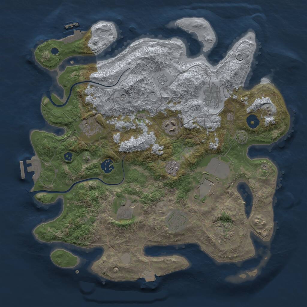 Rust Map: Procedural Map, Size: 3500, Seed: 58987, 15 Monuments