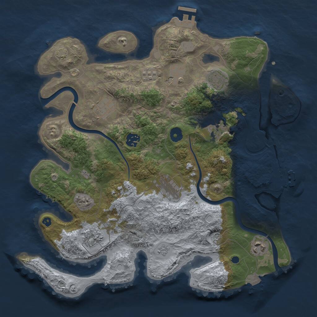 Rust Map: Procedural Map, Size: 3490, Seed: 993459, 15 Monuments