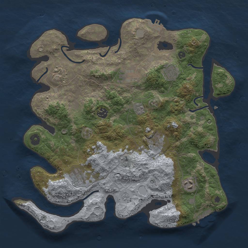 Rust Map: Procedural Map, Size: 3490, Seed: 993459, 17 Monuments