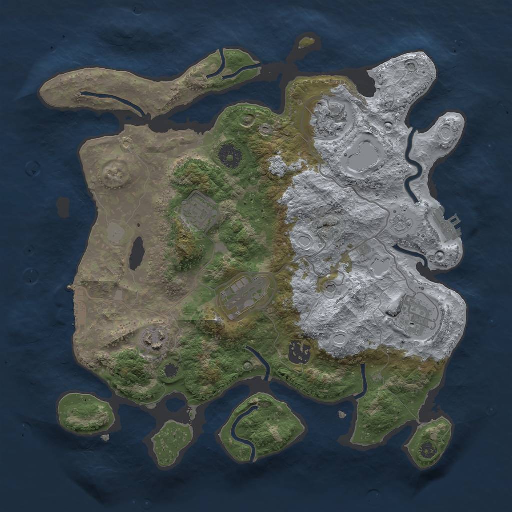 Rust Map: Procedural Map, Size: 3250, Seed: 2500, 15 Monuments