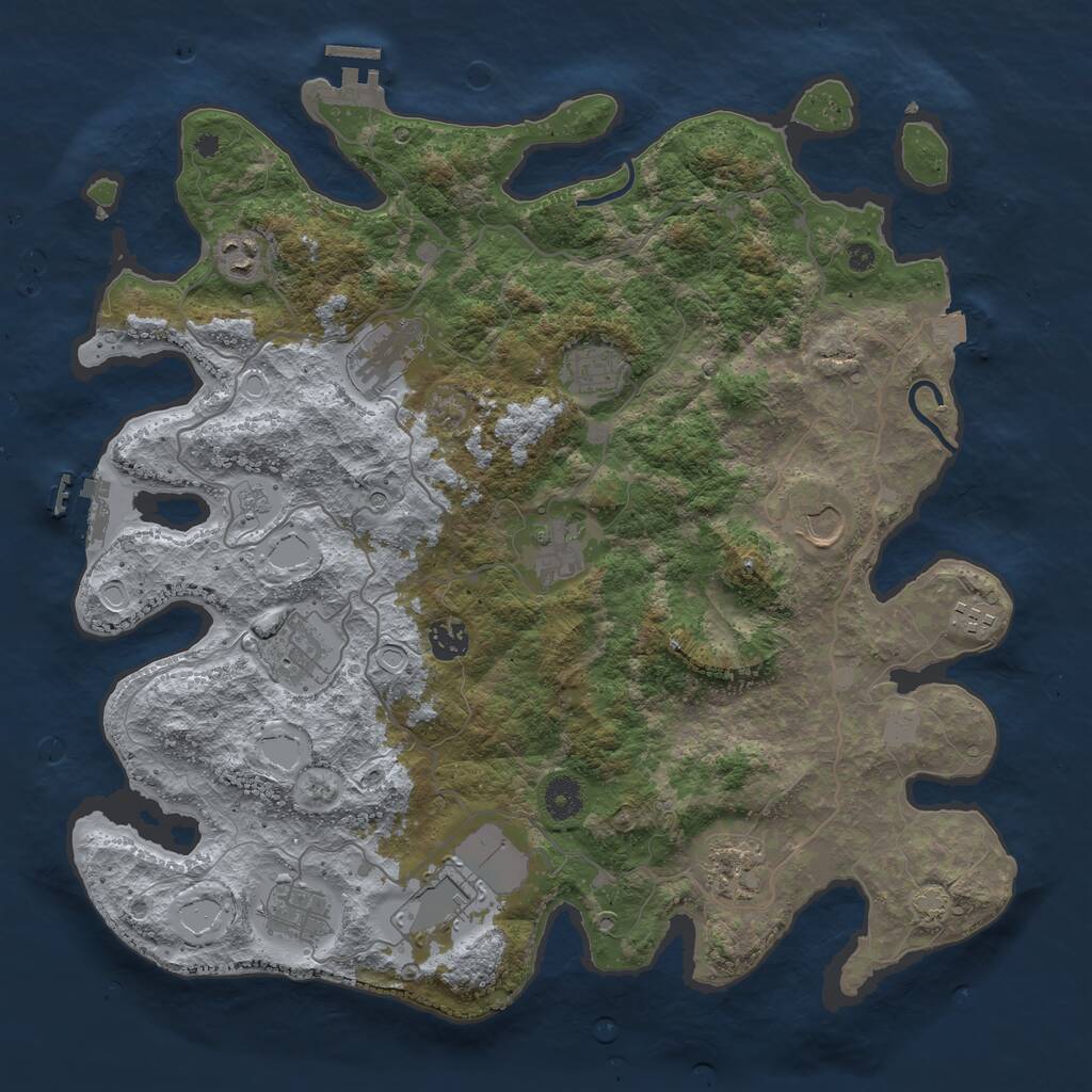 Rust Map: Procedural Map, Size: 4000, Seed: 497859033, 17 Monuments