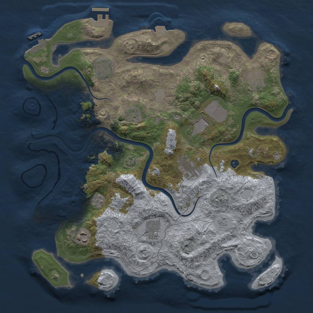 Rust Map: Procedural Map, Size: 3700, Seed: 482055052, 14 Monuments