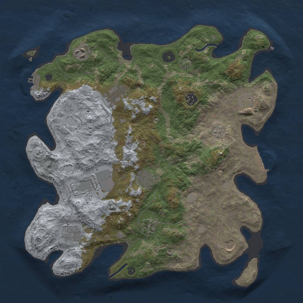 Rust Map: Procedural Map, Size: 3800, Seed: 3298447, 19 Monuments