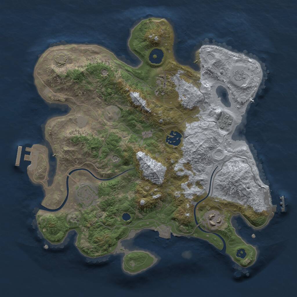Rust Map: Procedural Map, Size: 3000, Seed: 2122102632, 11 Monuments