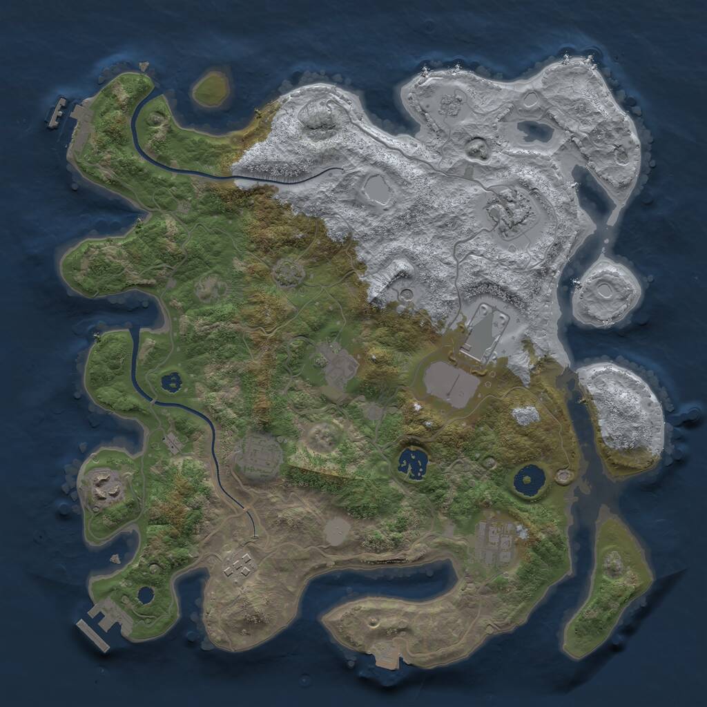 Rust Map: Procedural Map, Size: 3500, Seed: 3250, 14 Monuments