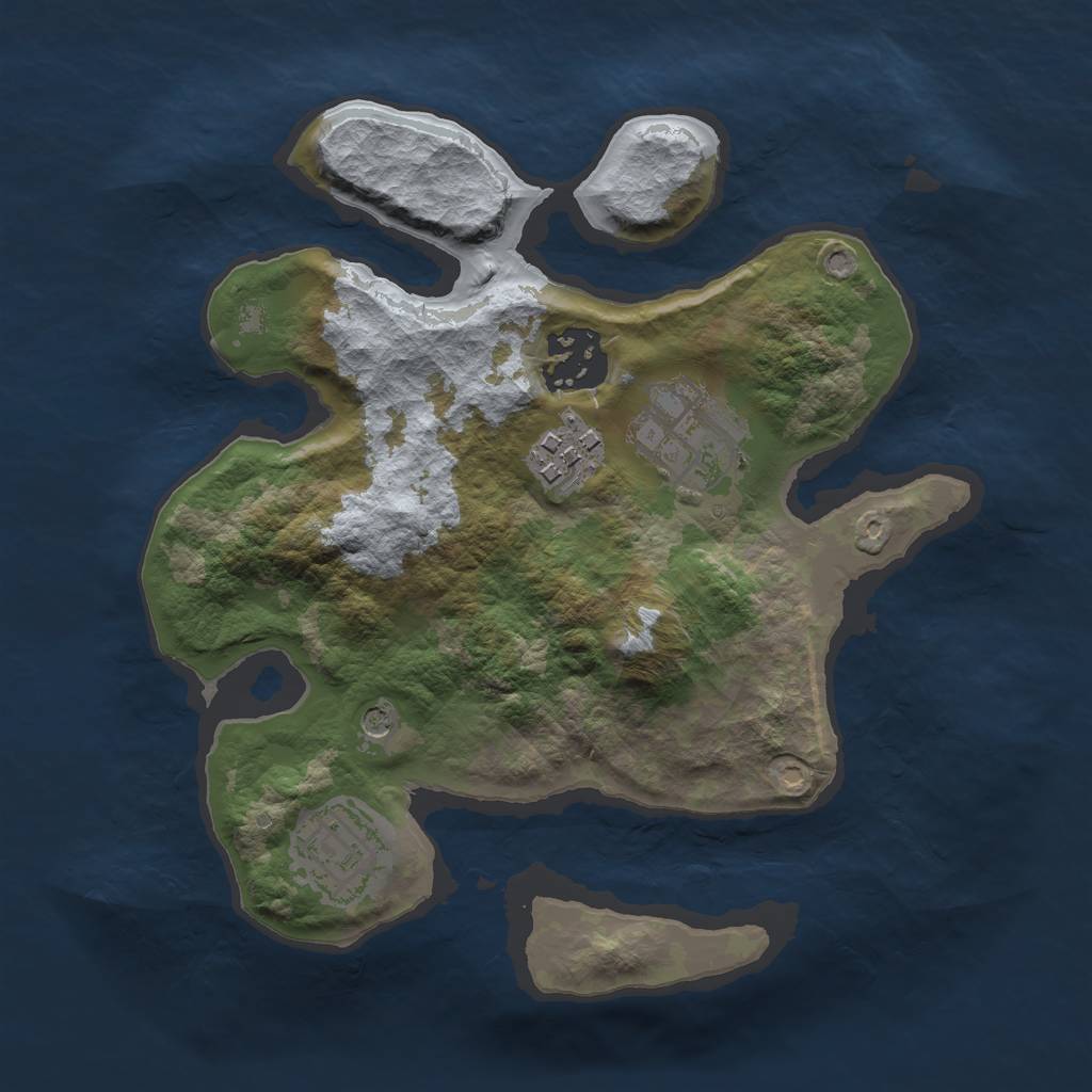 Rust Map: Barren, Size: 2400, Seed: 5072, 7 Monuments