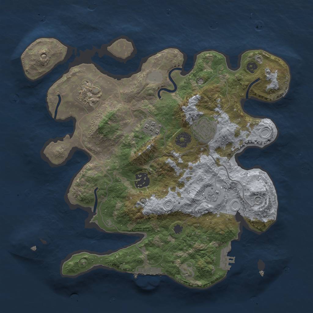Rust Map: Procedural Map, Size: 3000, Seed: 257841264, 13 Monuments