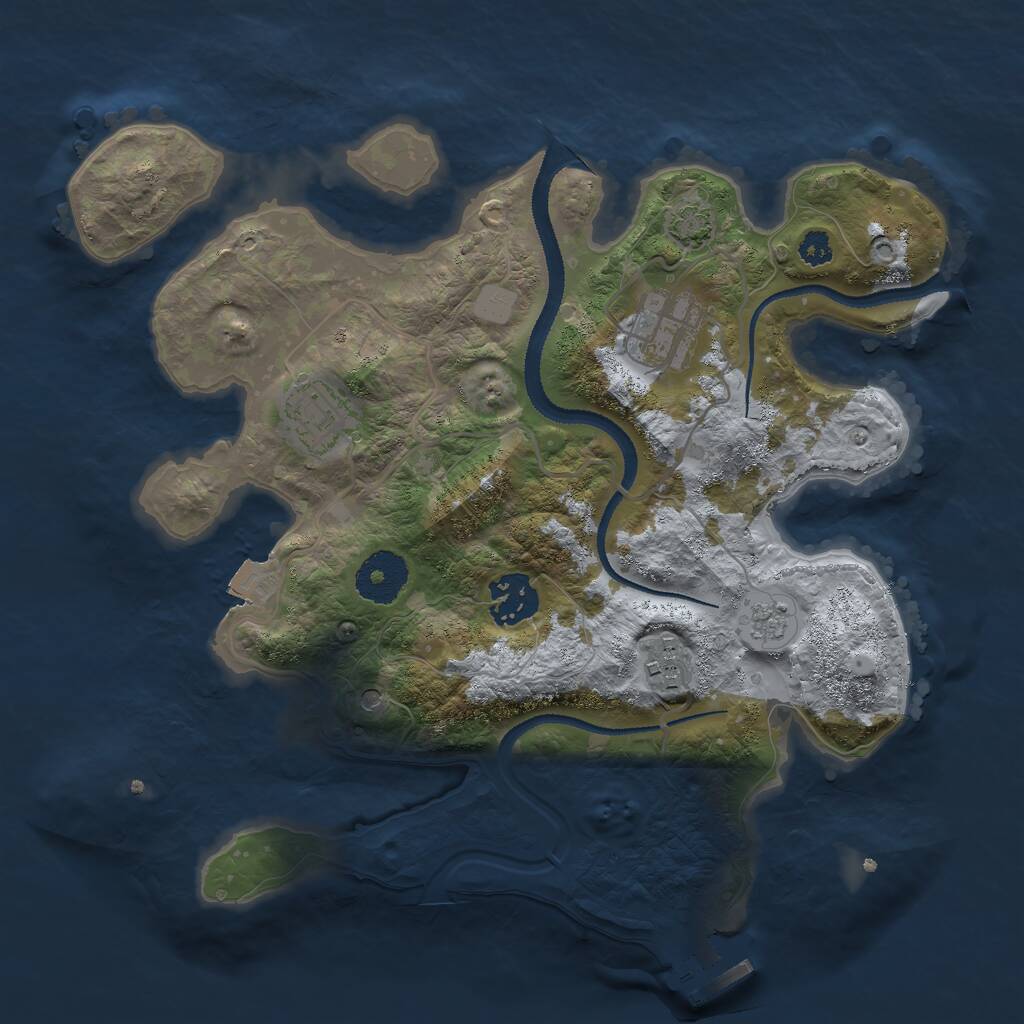 Rust Map: Procedural Map, Size: 3000, Seed: 257841264, 9 Monuments