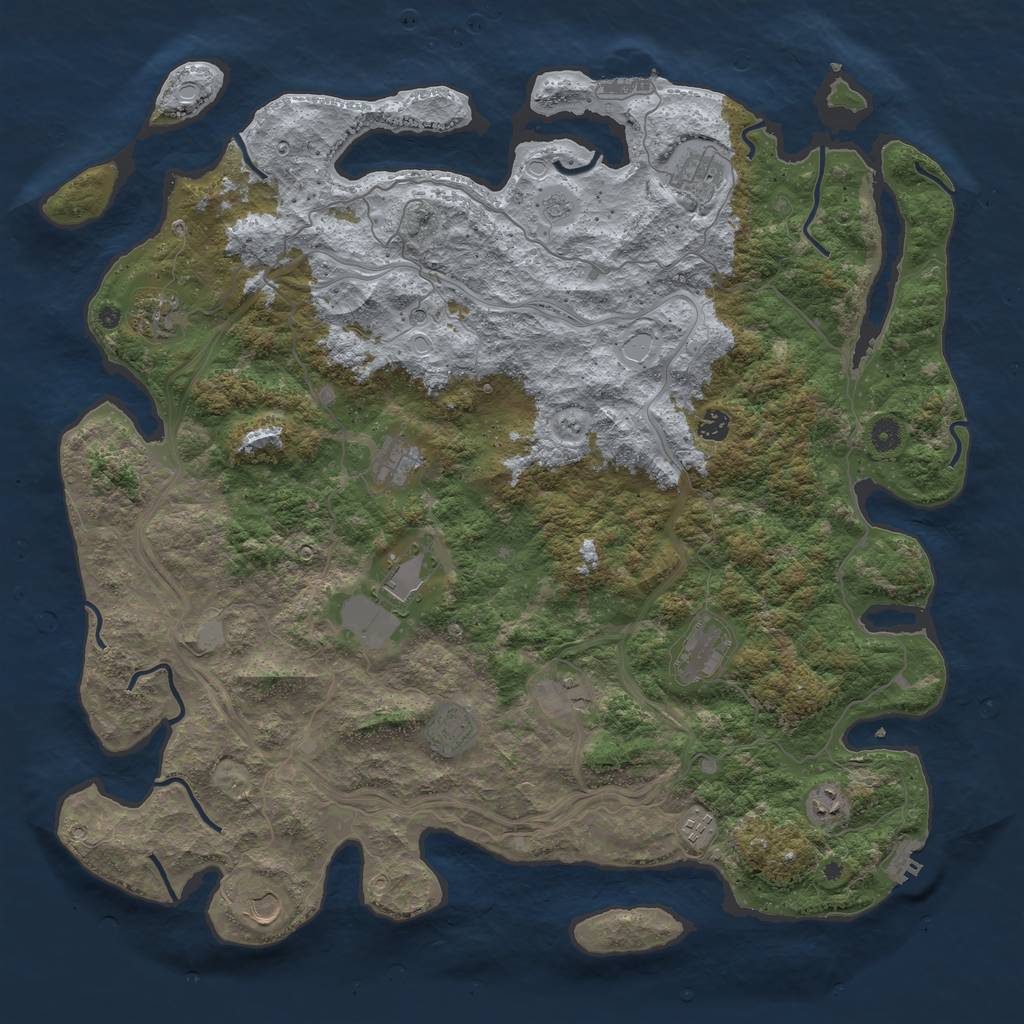 Rust Map: Procedural Map, Size: 4800, Seed: 128127443, 20 Monuments