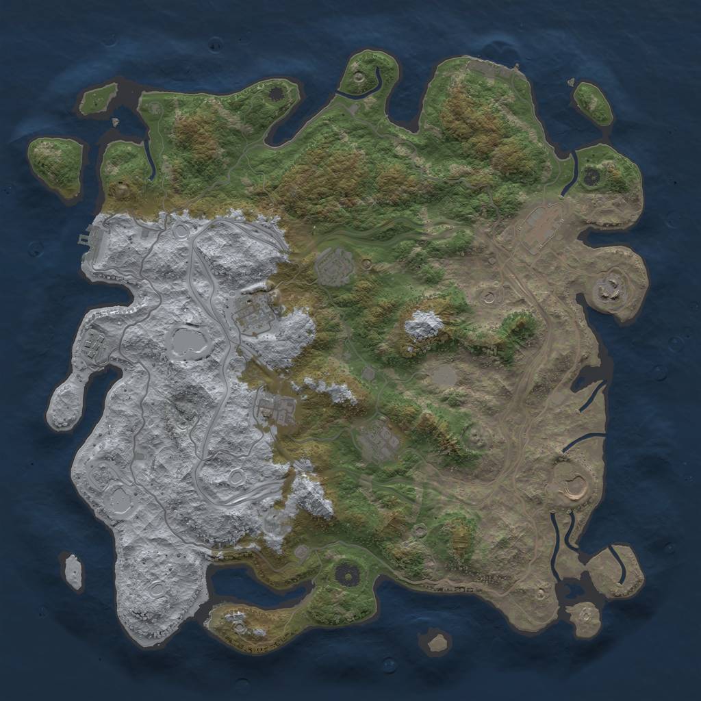 Rust Map: Procedural Map, Size: 4250, Seed: 992590427, 17 Monuments