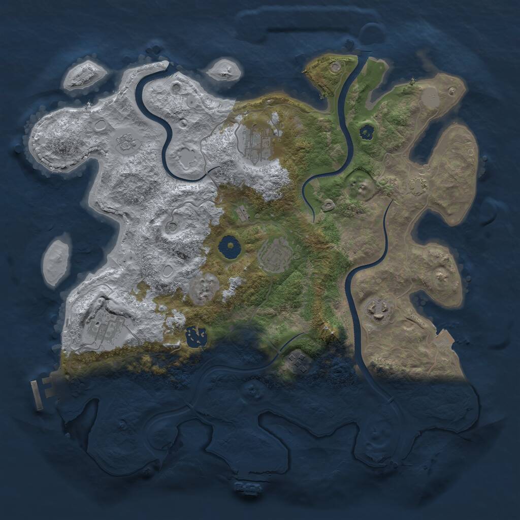 Rust Map: Procedural Map, Size: 3500, Seed: 204041, 12 Monuments