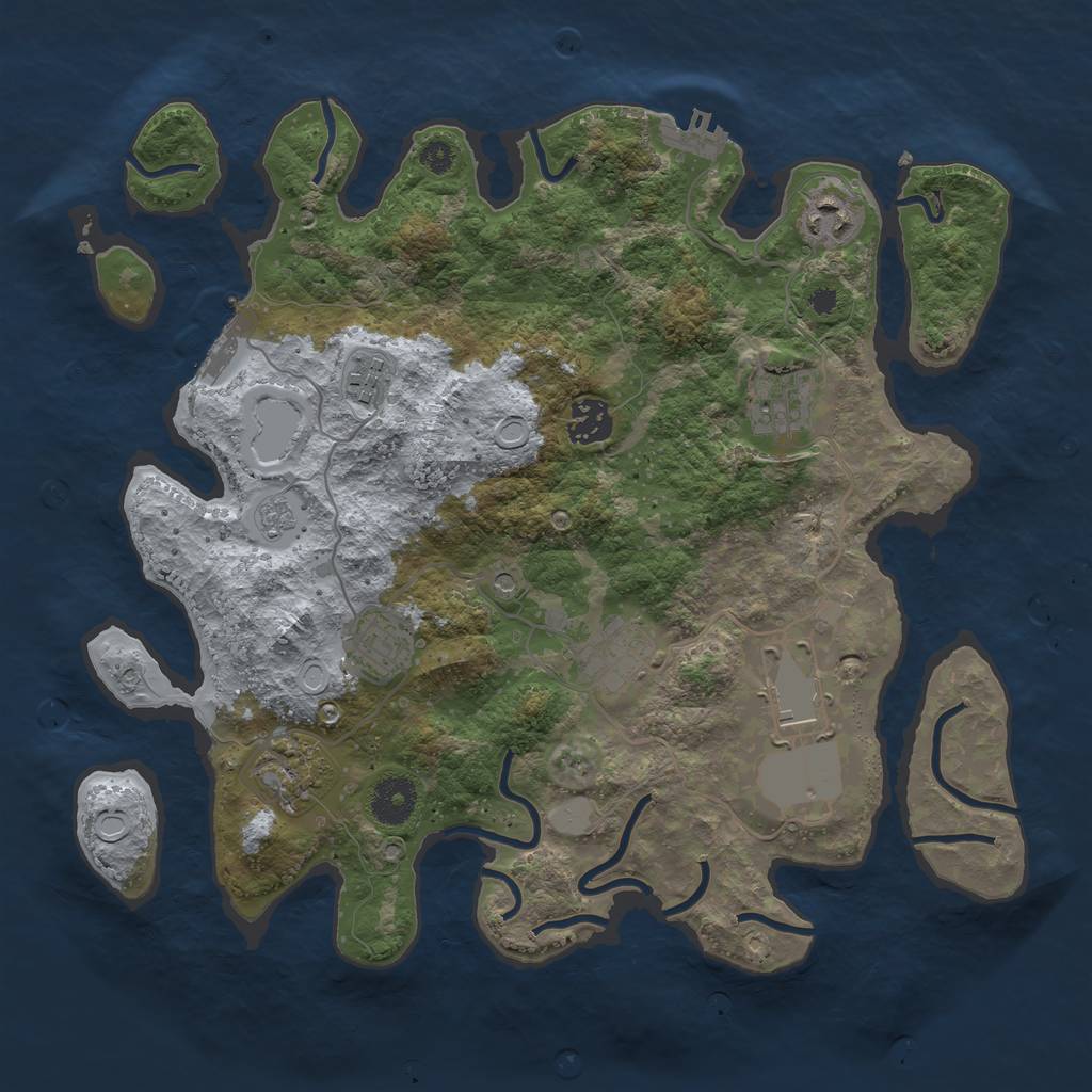 Rust Map: Procedural Map, Size: 3500, Seed: 1273569789, 17 Monuments