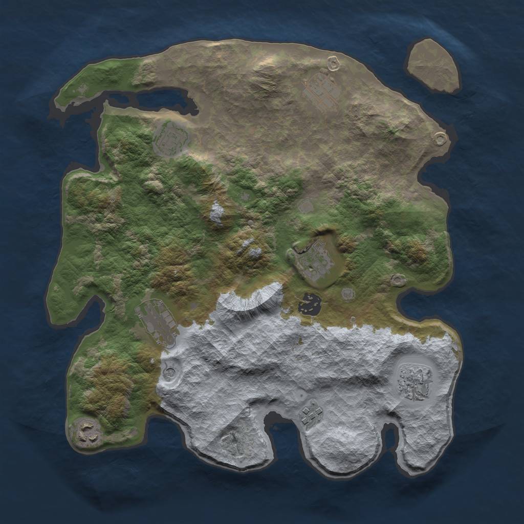 Rust Map: Barren, Size: 3400, Seed: 607414, 11 Monuments
