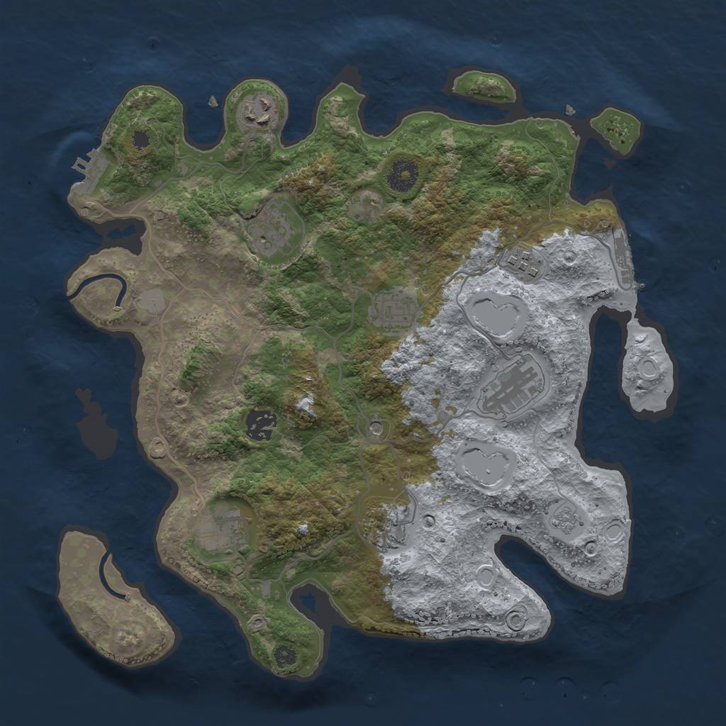 Rust Map: Procedural Map, Size: 3400, Seed: 677101, 17 Monuments