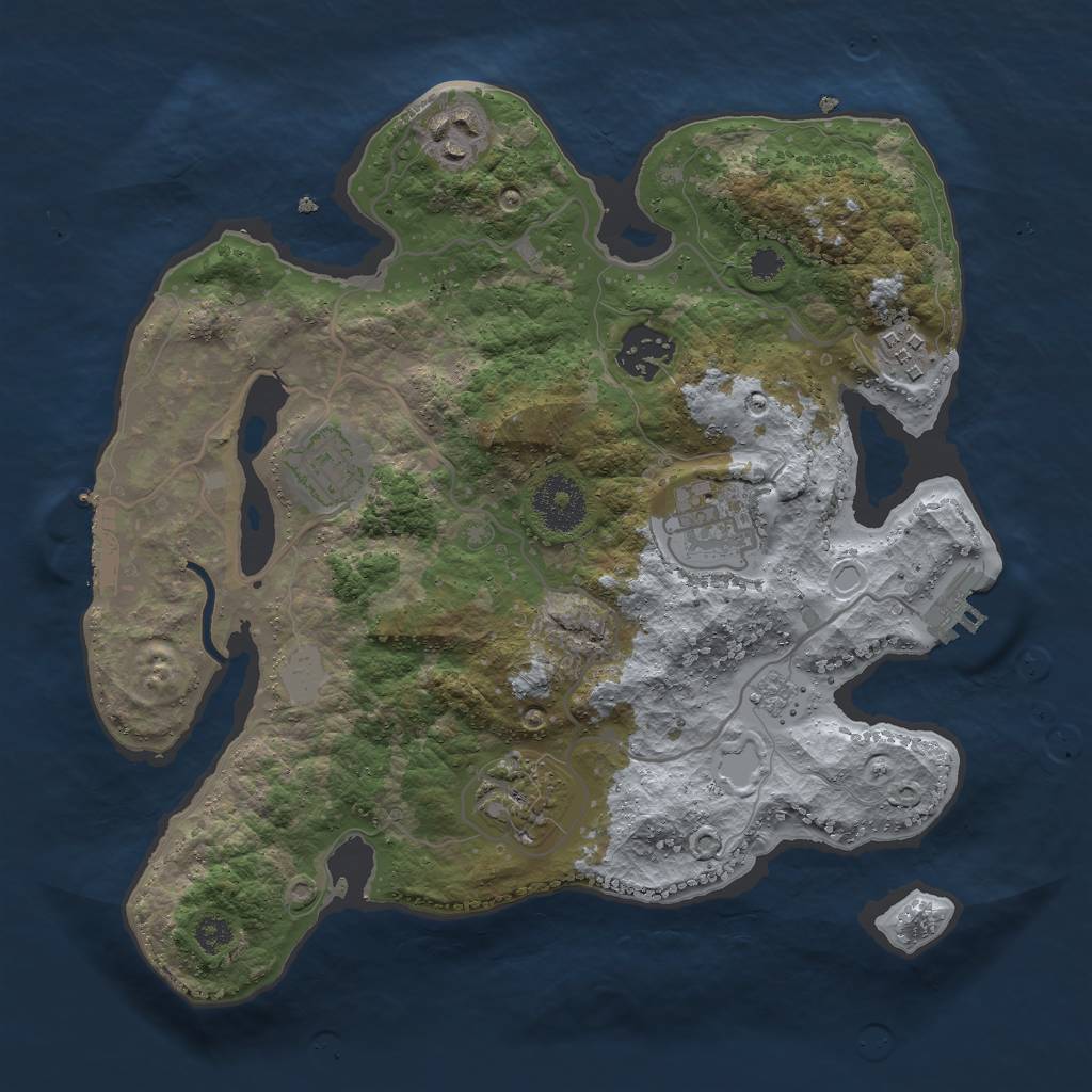 Rust Map: Procedural Map, Size: 3000, Seed: 1887030052, 14 Monuments