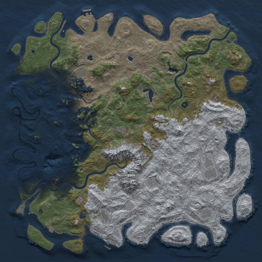 Rust Map: Procedural Map, Size: 6000, Seed: 682086, 17 Monuments