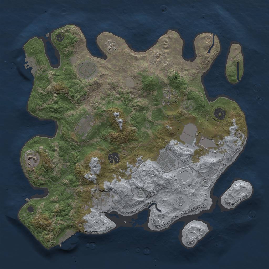 Rust Map: Procedural Map, Size: 3500, Seed: 8451299, 18 Monuments