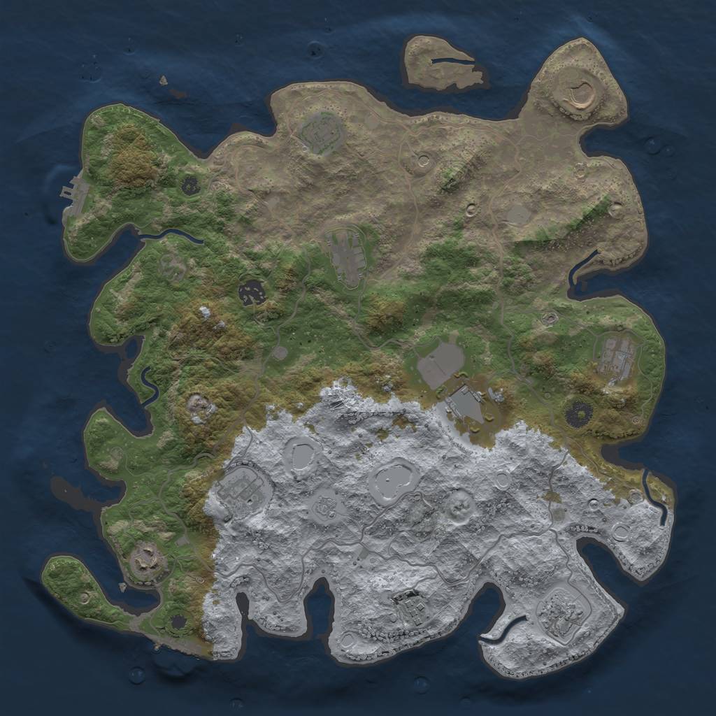 Rust Map: Procedural Map, Size: 4000, Seed: 2067521181, 19 Monuments