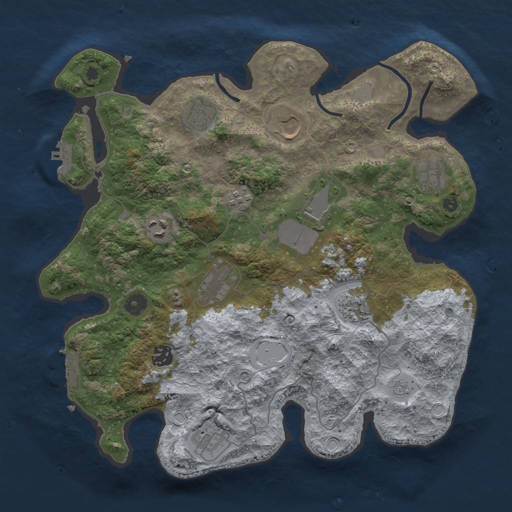 Rust Map: Procedural Map, Size: 3500, Seed: 1947379357, 19 Monuments