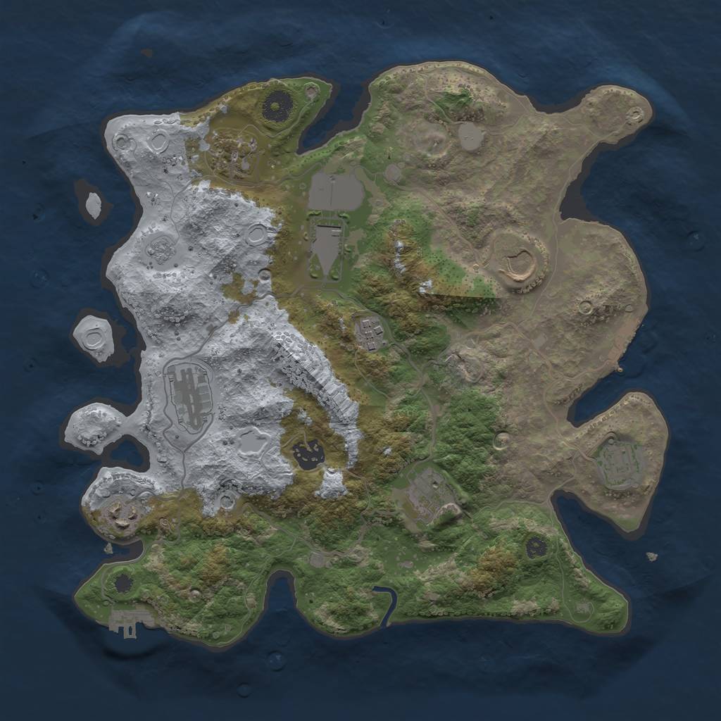 Rust Map: Procedural Map, Size: 3500, Seed: 654847, 18 Monuments