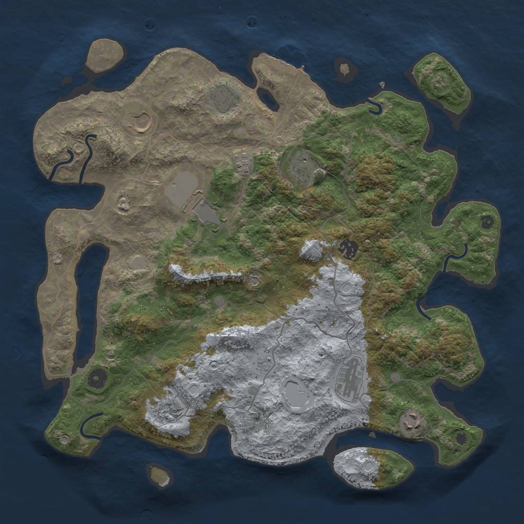 Rust Map: Procedural Map, Size: 4000, Seed: 776558494, 17 Monuments