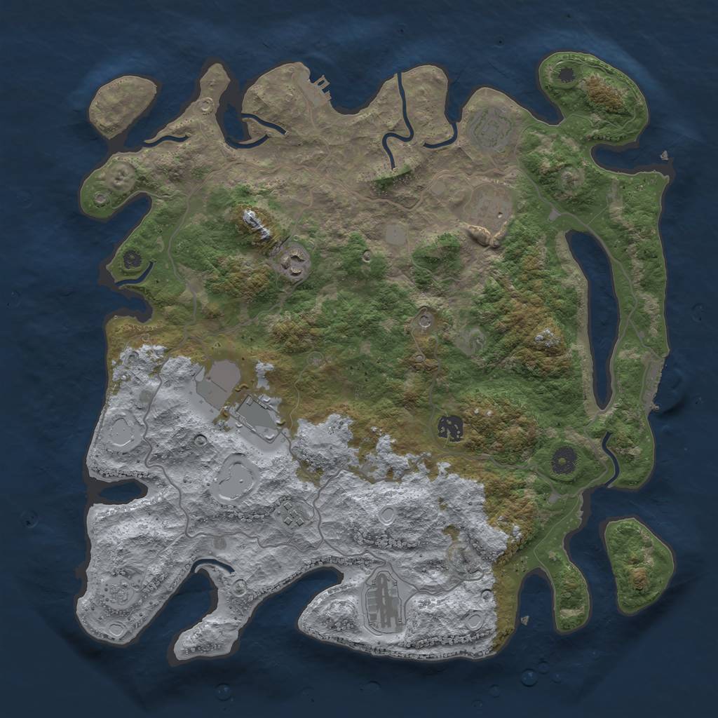 Rust Map: Procedural Map, Size: 4000, Seed: 469243629, 16 Monuments