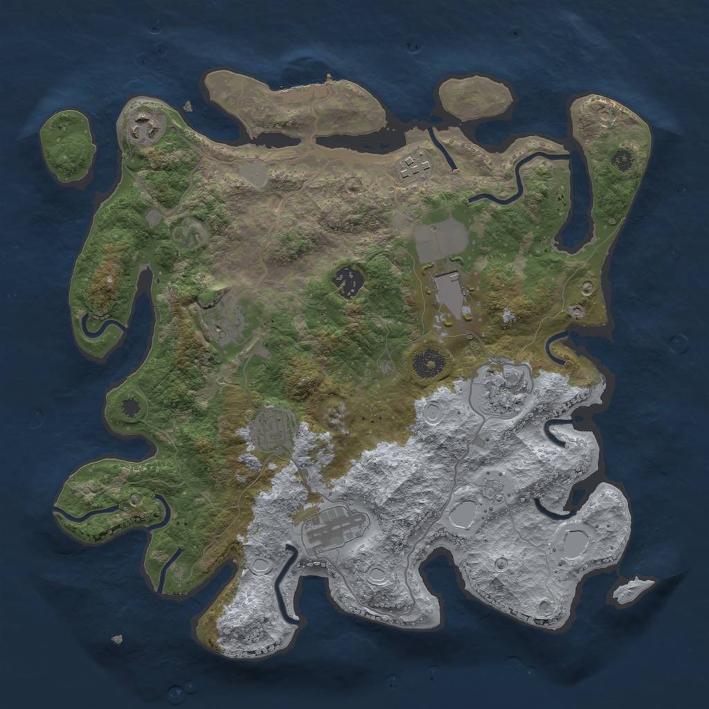 Rust Map: Procedural Map, Size: 3500, Seed: 216831, 15 Monuments